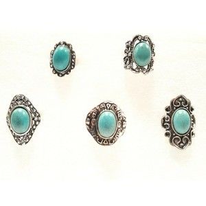 Five Rings Jewelry Set Adjustable Band Size